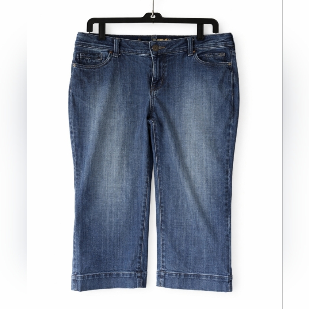 Hillard & Hanson Womens Capri Jeans Blue Denim Size‎ 10 Cropped Flare Leg